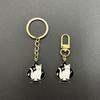 Cartoon Cat Playing Card Keychain with Heart and Geometric Pendant