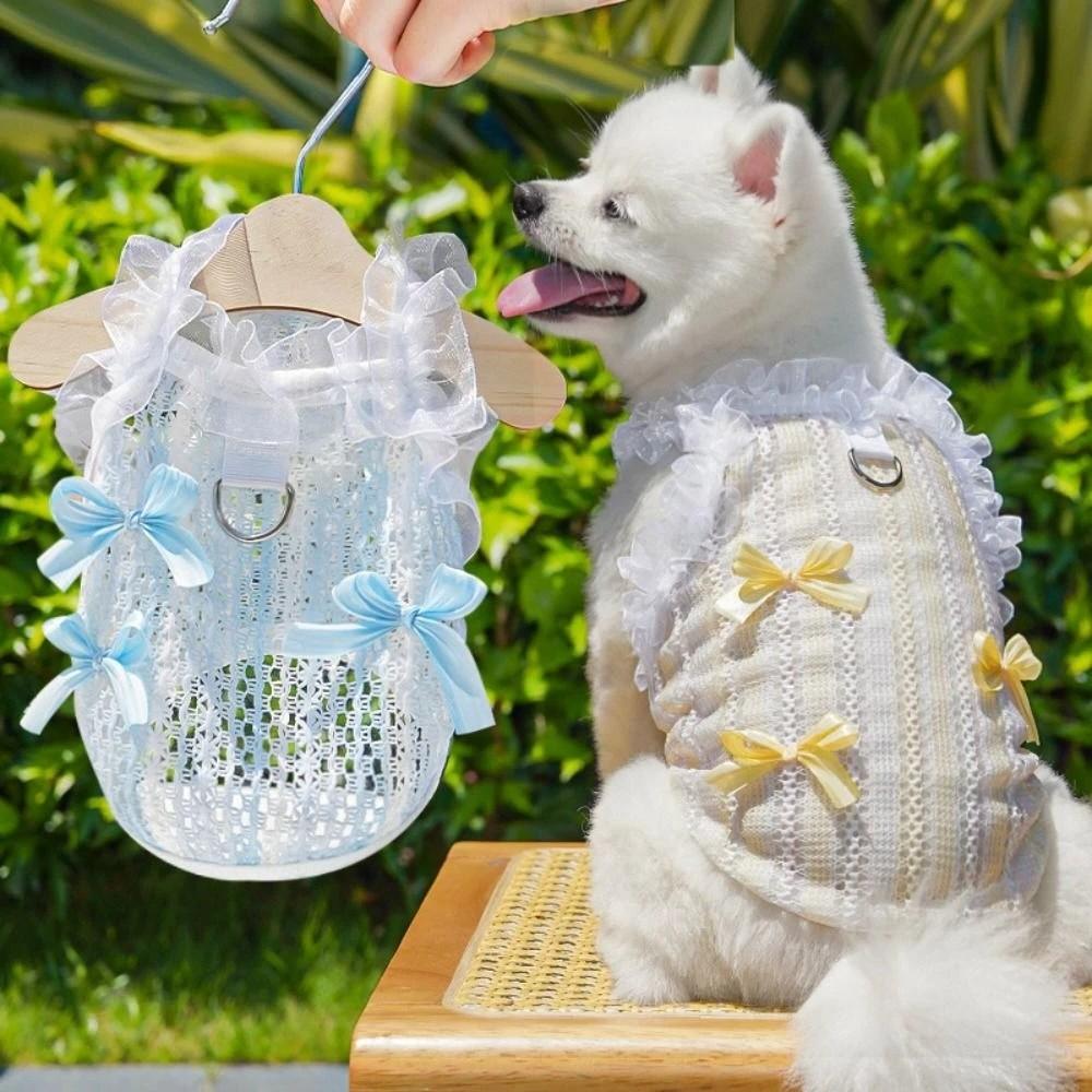 Hollow Cat Dog Vest Lace Bow Pet Princess Dress Cute Pet Shirt  Dog Cat Supplies