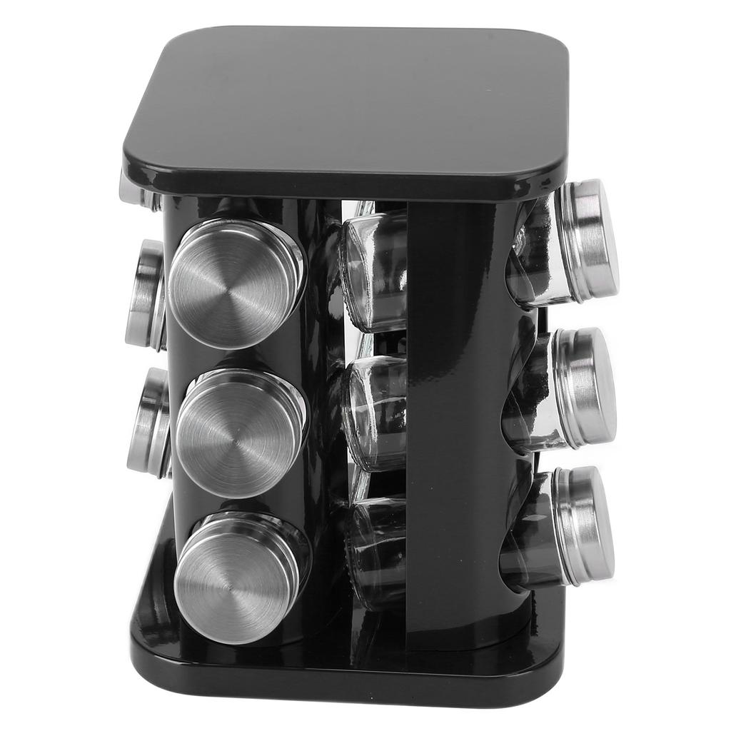 Revolving Spice Rack Stainless Steel Rotating Seasoning Spice Jar Rack for CountertopBlack