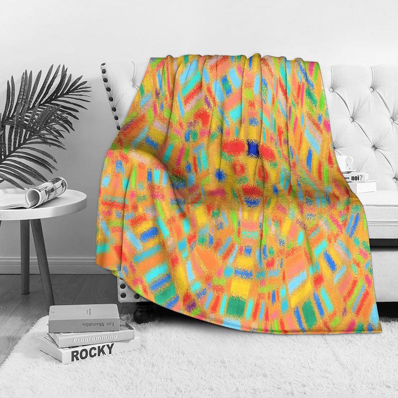 Vibrant Colorful Patchwork Geometric Blanket Sofa Bed Throw for Kids Teens Adults Decorative Gift