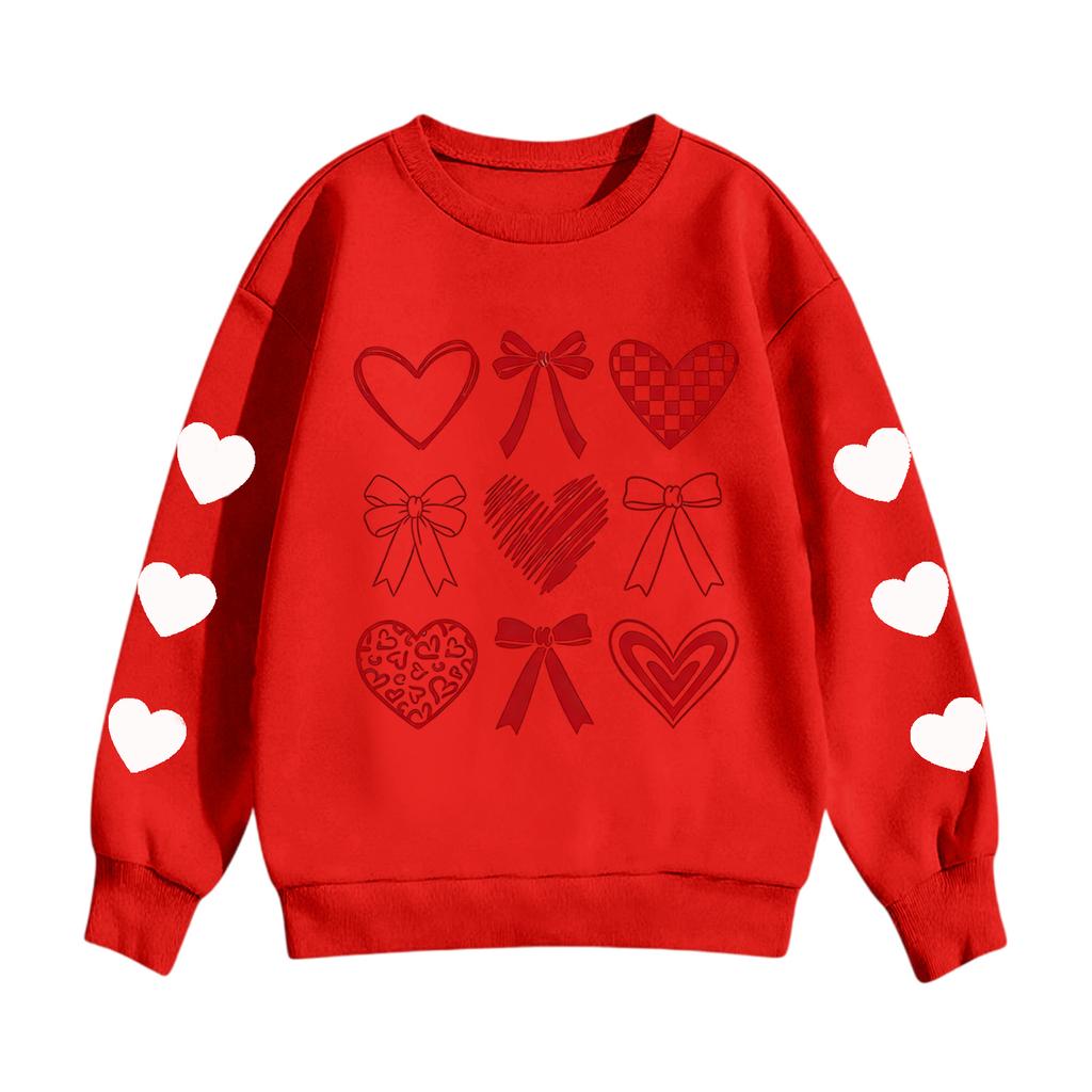 Children's Casual Round Neck Printed Pullover Long-sleeved Hooded Sweatshirt Top