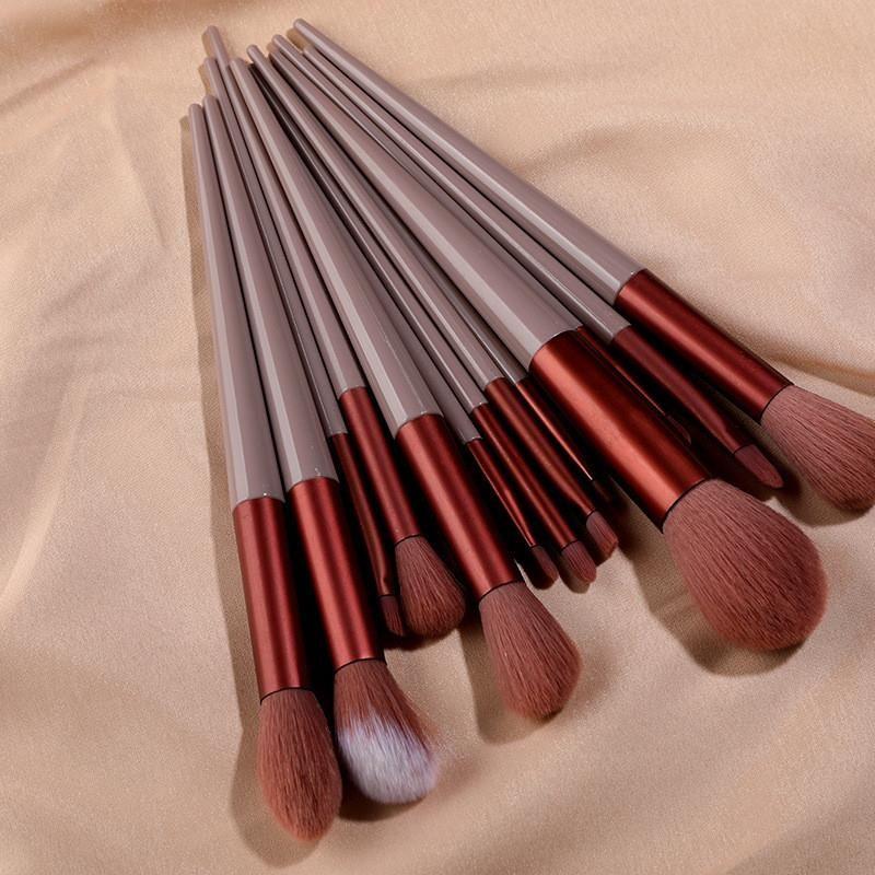 

Purpleflower Holly Leaf 13 Concealer Makeup Brushes Suit Fix Highlight Face Powder Blush Beauty Makeup Tools Cosmetic Brush Coffee color [OPP packaging]]