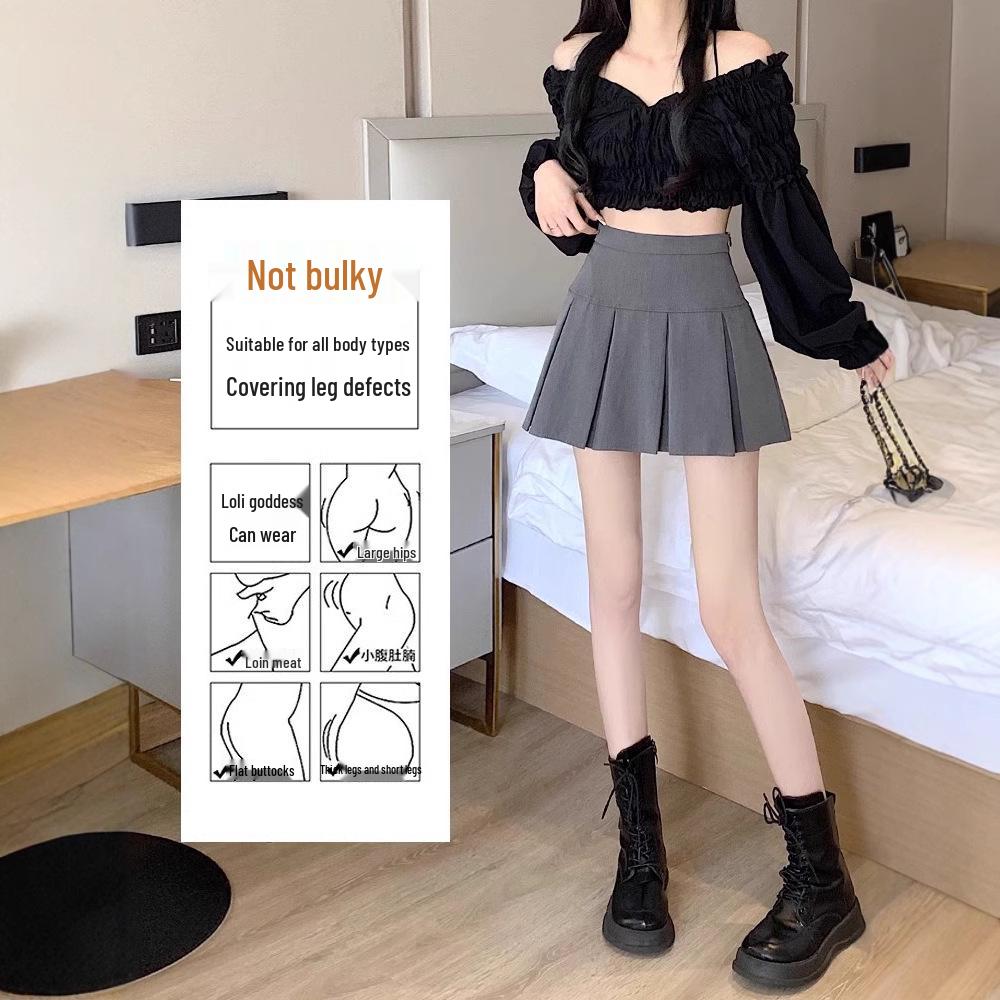 2024 Fashion High Waist Black Pleated A-line Mini Skirt for Women - Spring, Summer, Autumn