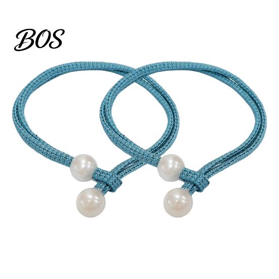 Decorative Curtain Tiebacks 1 Pair for Drapes, Adjustable Rope Tie Backs, Faux Strong Buckles Pearls Cord Buckle Holder Home Hotel Office Window