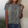 Sexy Women's T-shirt Fashion Leopard Printed Casual Short Sleeve Tshirt For Girls Street Beautiful Tees O-neck Ladies Top Shirt