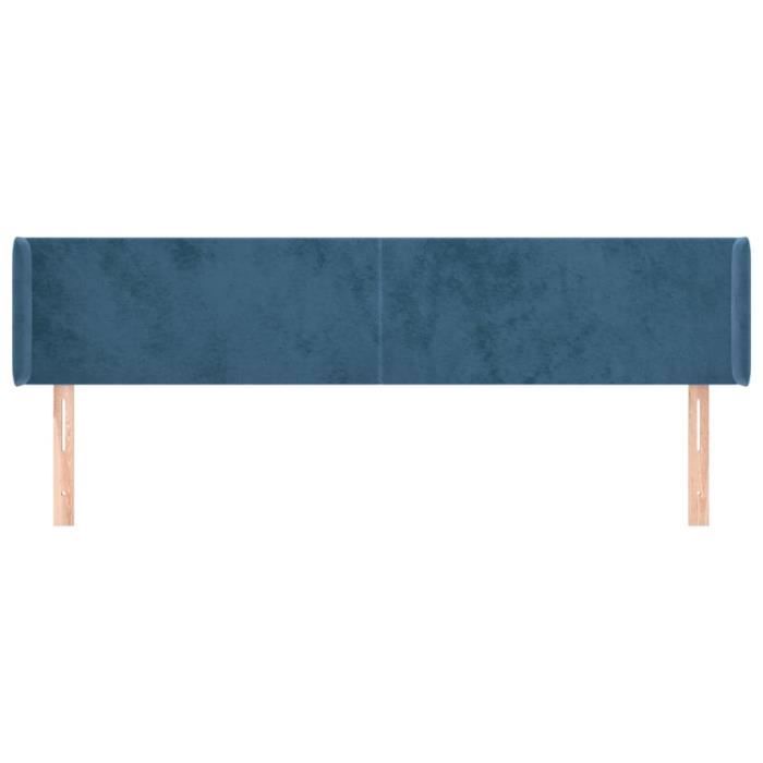VidaXL Tête de lit avec oreilles Bleu foncé 203x16x78-88 cm Velours3118558