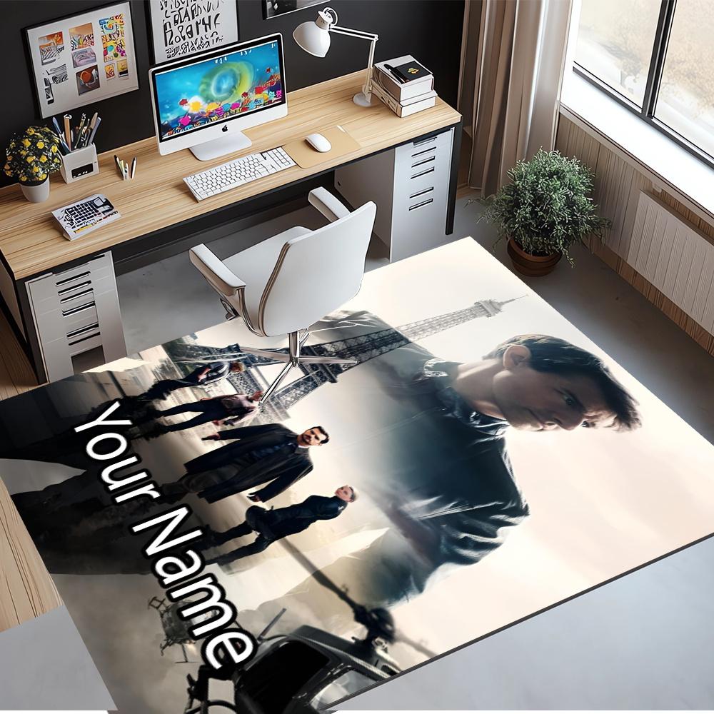 Custom Name Mission Impossible Printed Carpet, Rug for Office Chair Living Room Bedroom Kitchen Room Decor Gifts.