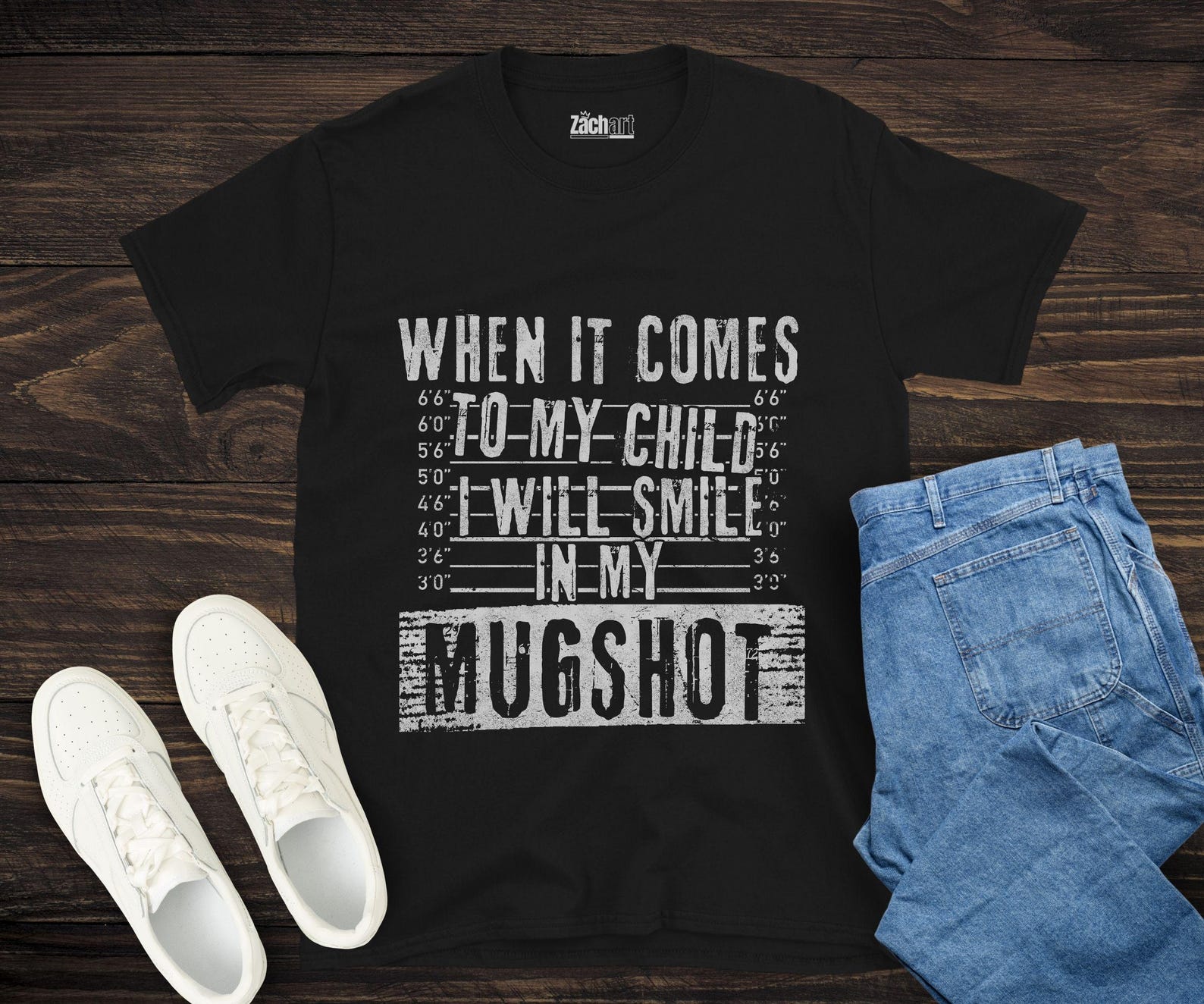 When It Comes to My Child I Will Smile in My Mugshot Shirt, Dad Life Mom Life Shirt, Funny Parent T-shirt, Mugshot Shirt, Gift for Dad 2XL