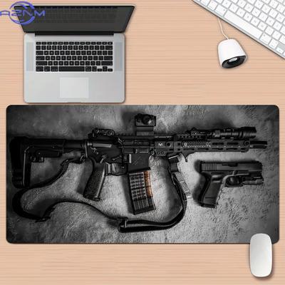 Tactical Rifle Theme Large Mouse Pad Desk Mat Stitched Edge Nonslip Durable Pc Accessories Gun Parts Table Mats Mouse Carpet