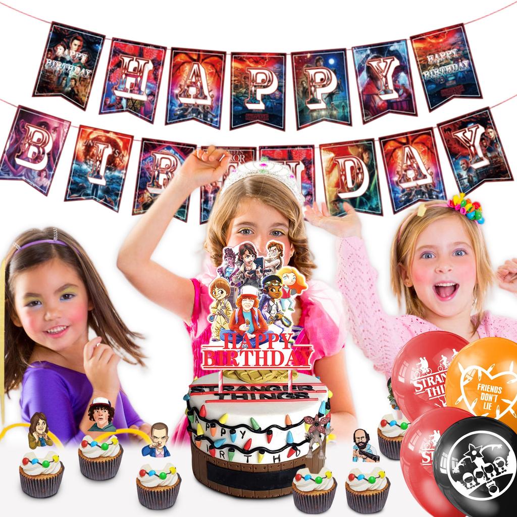 Geburtstags-Themen-Dekorationsset Zugflagge Kuchenstecker Luftballons Partydekoration