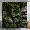 Rural Brick rock and plant landscape Shower Curtain, Floral  Decorative Bathroom Curtain, polyester Shower Curtain with Hooks