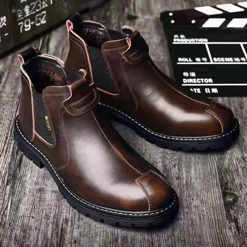 Genuine Leather Men's Boots High Quality Shoes Man Working Boots Brand Designer Casual British Style Ankle Botas Para Hombre
