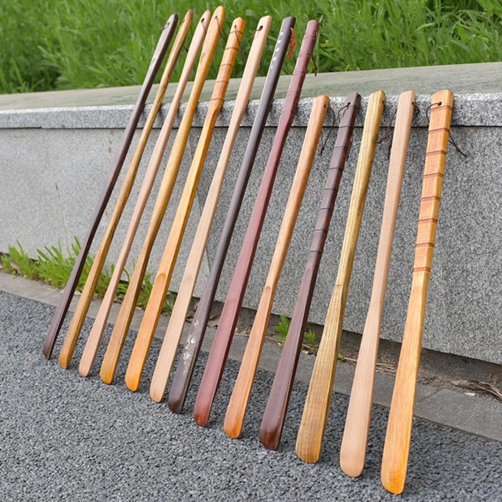 New Wooden Shoe Horn Easy on Off Extra Long Handle Shoehorn Portable Hanging Put on Shoes Tools Home Accessories