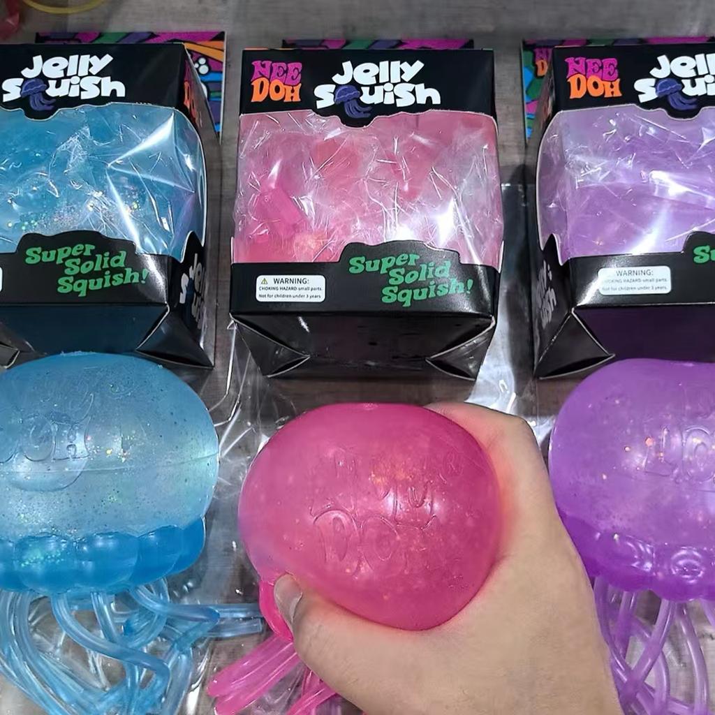 New Big Size Needoh Fuzz Ball Jellyfish Squishy Series Various Colors Cute Jellyfish Modeling Stress Relief Relax Fun Toy 9*18cm