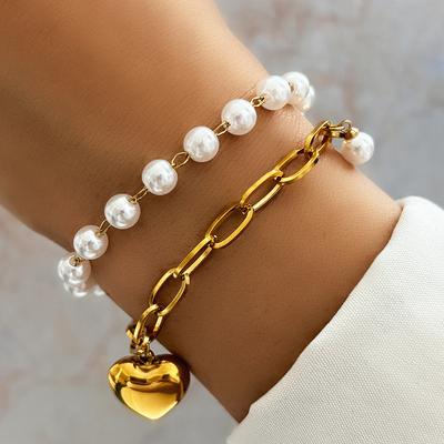 Edelstahl Armbänder Elegant Leichter Luxus Exquisite Hängende Pfirsichherz Zirkon Armbänder Für Frauen Zirkon High-End Bankett