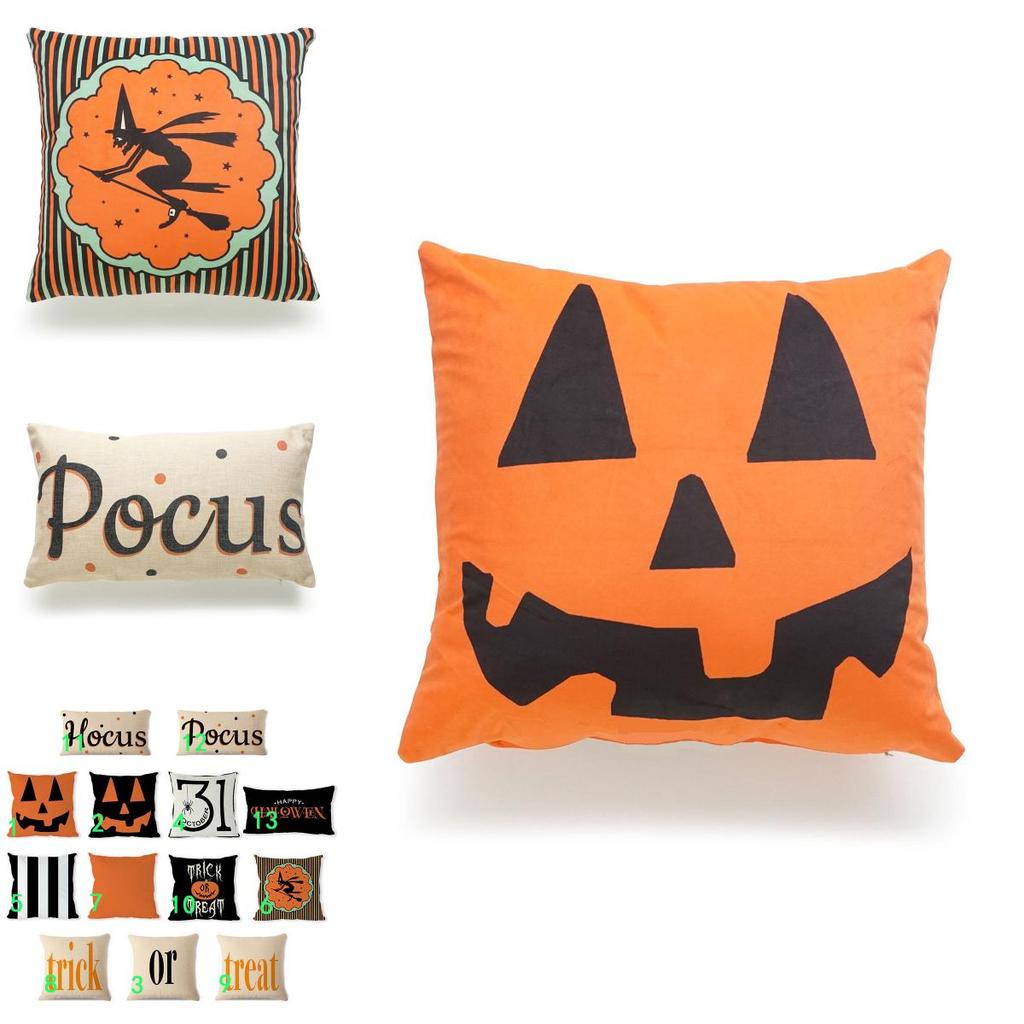 Pumpkin Design Throw Pillow Case For Halloween Sofa Decor 45x45cm**