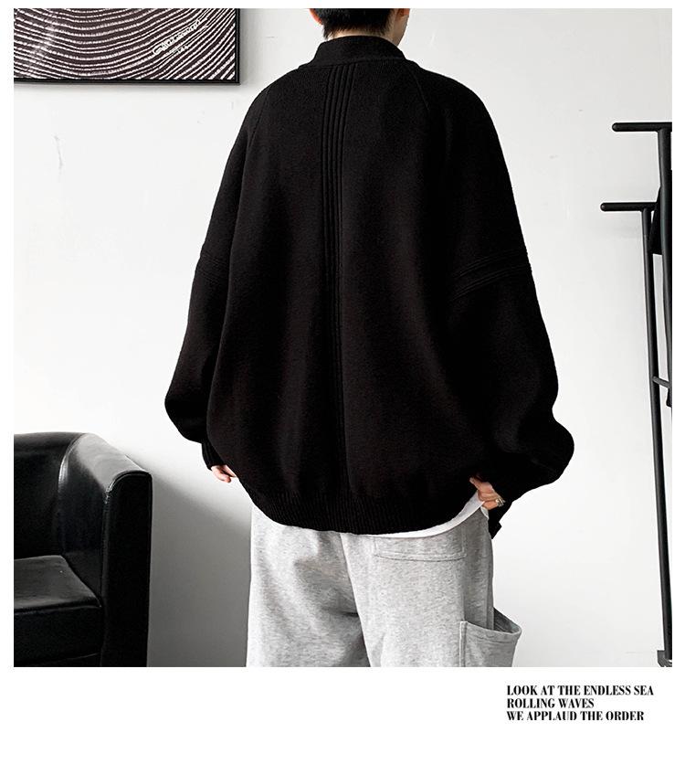 Herren-Strickjacke mit Stehkragen, locker geschnitten - Trendige amerikanische Strickware für Frühling und Herbst