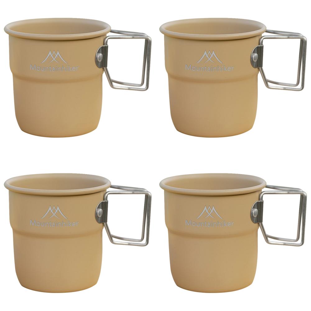 300ml Camping Water Cup with Foldable Handle Picnic Water Mug Aluminum Alloy Lightweight Camping Cup for Outdoor Backpacking