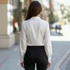 TIFICY Women's Fashion Casual Spring Autumn Solid Color Print Long Sleeve POLO Neck Blouses & Shirts