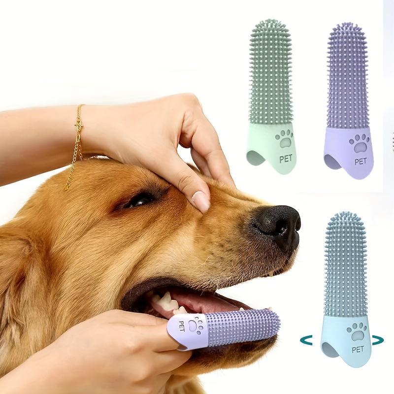 3pcs Silicone Pet Toothbrushes, Soft Bristle, 360° Full-Head Design for Plaque Prevention, with Finger Covers, Material, for Dogs and Cats