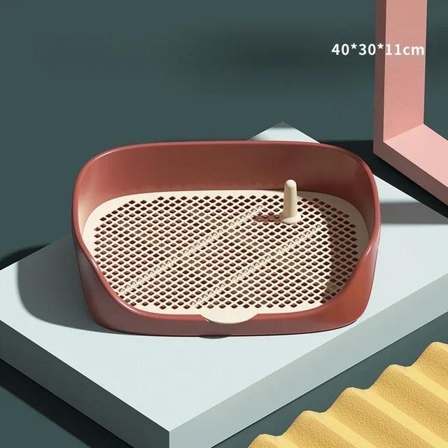 Tragbares Haustier-Toilettentrainingsset Kunststoff mit Säule Inklusive Toilettenmatte/Hundetoilettenschale/Pipi-Pad Hunde-Urinier-Trainer Stubenreinheitstraining