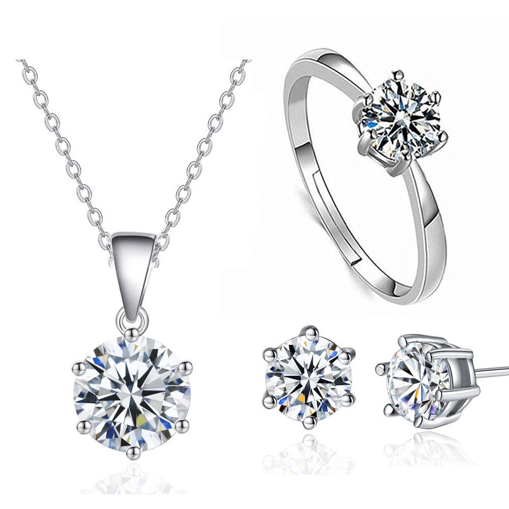 2026 New Eight Hearts and Eight Arrows Zircon Six Claw Necklace, Earrings, Versatile Temperament Jewelry Set 45CM