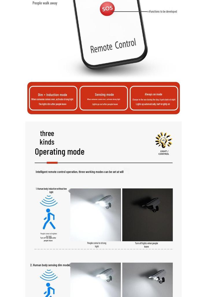 Solar-Powered Motion Sensor Anti-Theft Outdoor Remote Light with Fake Camera