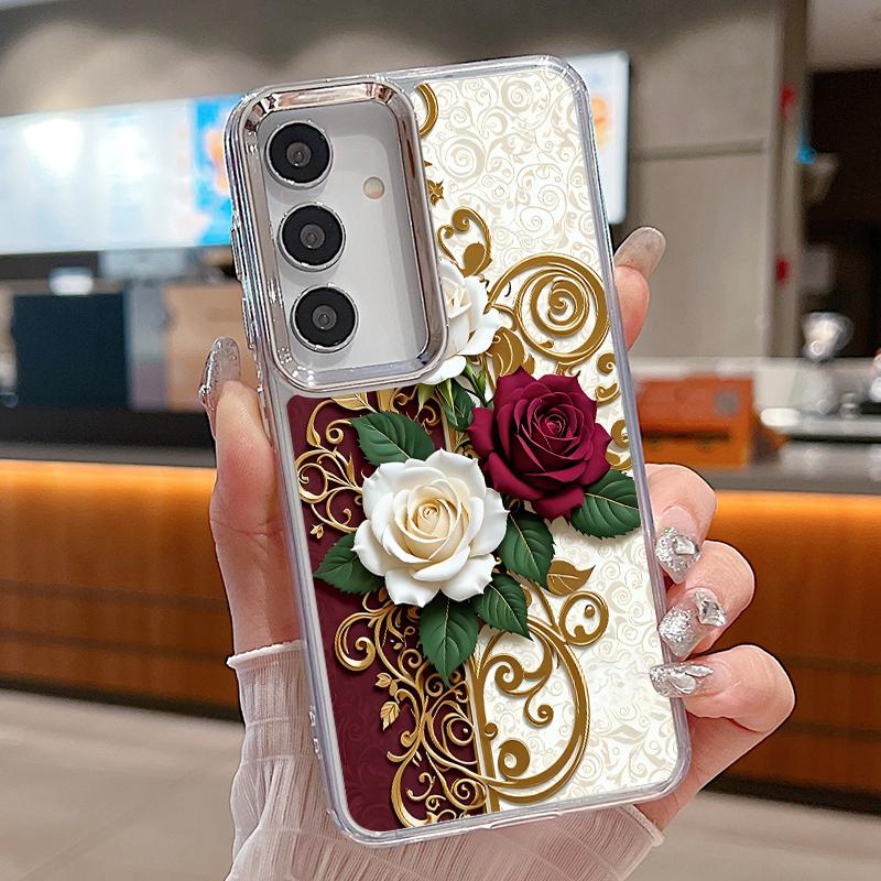 Plating TPU Phone Case For Samsung Galaxy S26 S25 S24 Ultra S25 S23 FE A57 A56 A37 A17 A55 A36 A54 Butterfly Flowers Print Cover