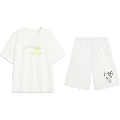 Letter Print Fashion Trendy Versatile Round Neck Pullover Short Sleeve T-Shirt And Shorts Casual Sports Set Unisex Sets AHSV161-1+AKST593-7