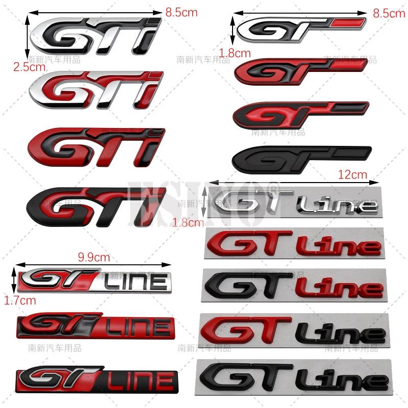 Car GT GTI Line 3D Metal Chrome Zinc Alloy Emblem Car Badge Body Fender Adhesive Emblem