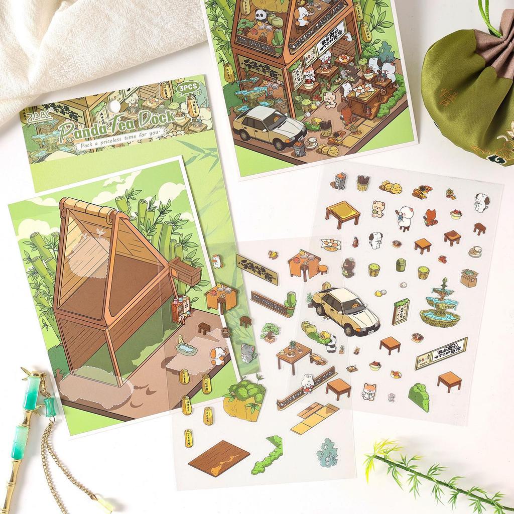 Kusang ZABC Time Memoir Series: 3D Chinese Style Diary Stickers - 4 Fun Designs