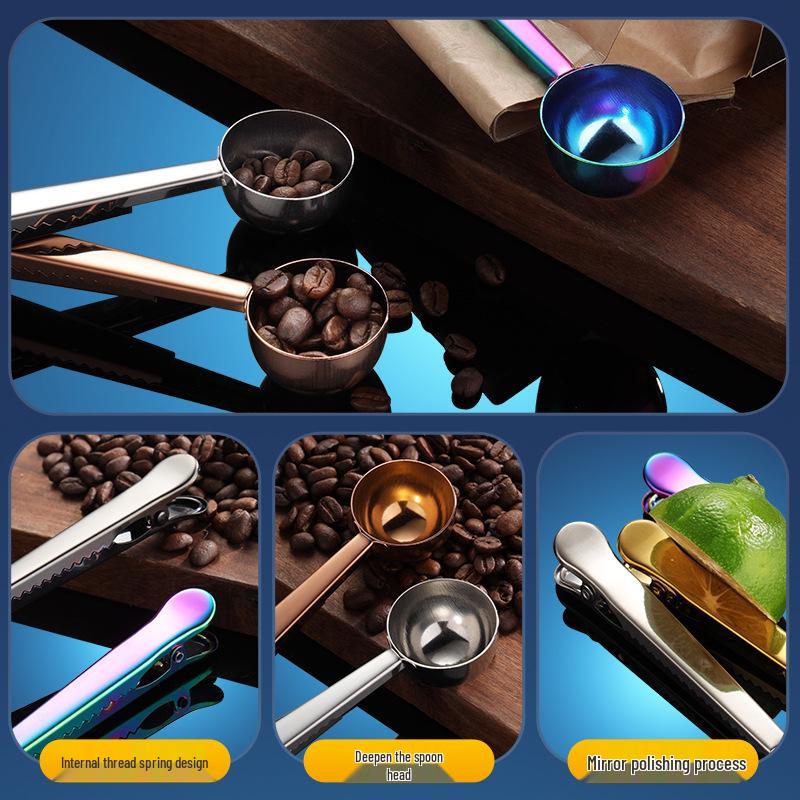 Sanrui Stainless Steel Coffee Measuring & Sealing Clip Spoon