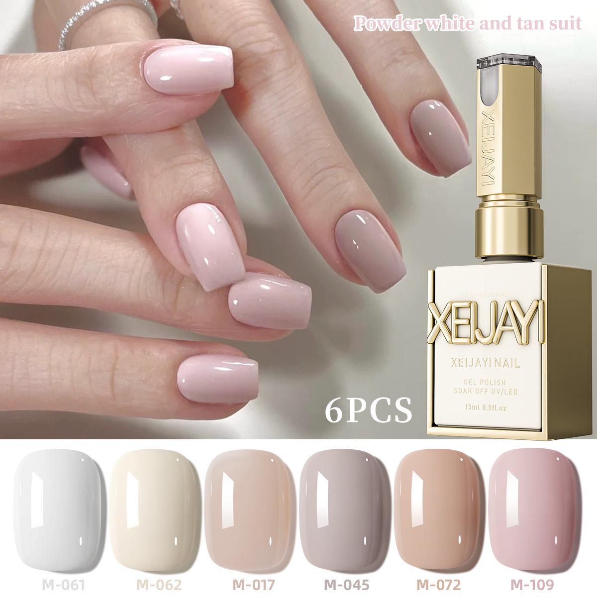 

2025 Trendy Rose Bean Paste & Pure White Gel Nail Polish Set