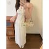 White French Summer Tea Break U-neck Floral Suspender Dress Female Princess On the Run Sweet Temperament Waist Dress
