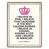 f1SIGN METAL WALL PLAQUE I BELIEVE IN PINK MIRACLES Audrey Hepburn Quote Poster