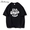 Shellsuning Oversized Letter Graphic T Shirts Men Summer Soft 100% Cotton Short Sleeve Tees Female Trendy Loose High Street Tops