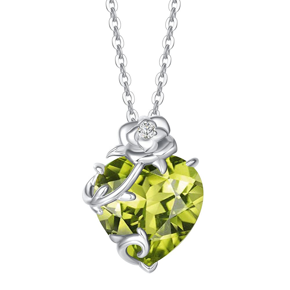 AGVANA Synthetic Peridot August In Full and 925 Sterling Perfect for White Gift Wrapping Included Women's Necklace, Birthstone, "Flowering Bloom"