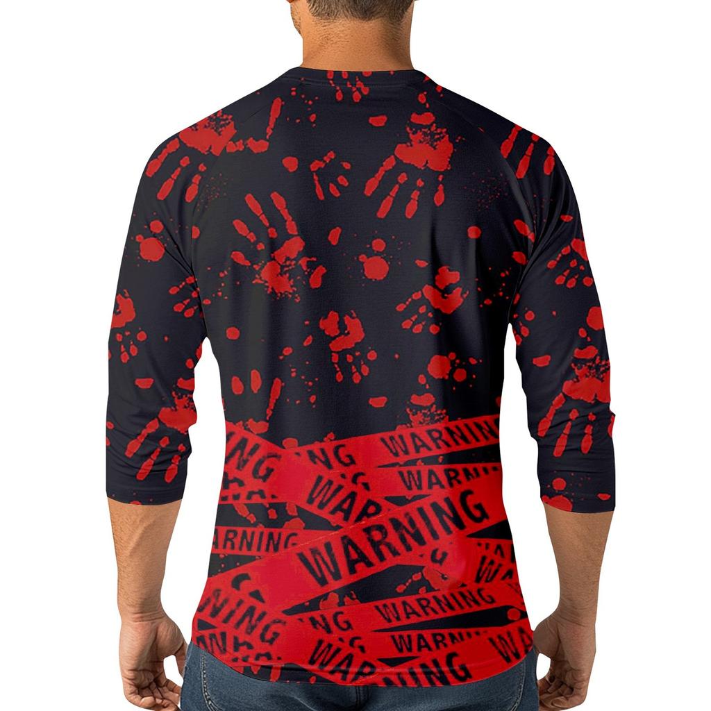 Men's Halloween Print Raglan Dralan Three-quarter Sleeve Casual Top