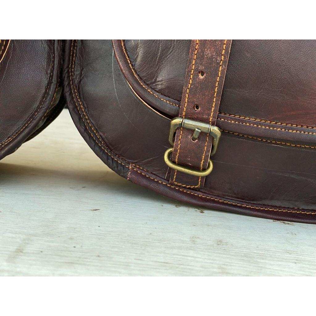 13 Zoll großes Leder-Motorrad, 1 Paar Satteltaschen, Gepäcktaschen(Dunkelbraun)