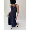 Washed Denim Waist-Defining Big Swing Long Sundress