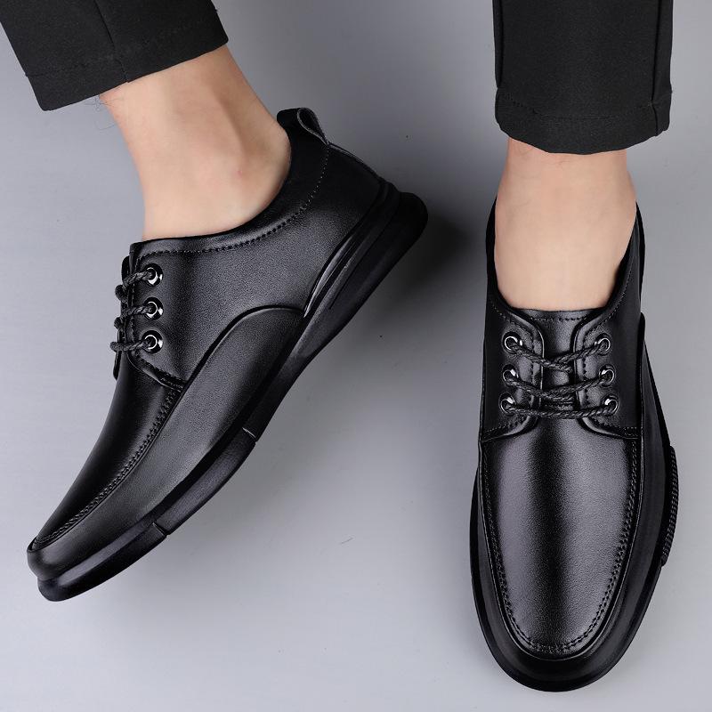 Autumn New Men’s Breathable Leather Loafers - Soft Sole Cowhide Casual Shoes for Middle-Aged Men
