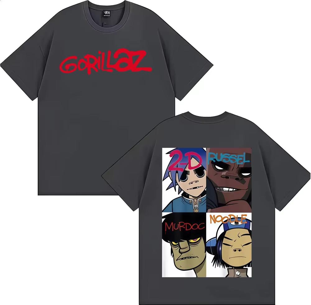 2026 Gorillaz Band Face Art Pattern TShirt for Unisex and Women Retro Cartoon ShortSleeved Fashion Casual TShirt
