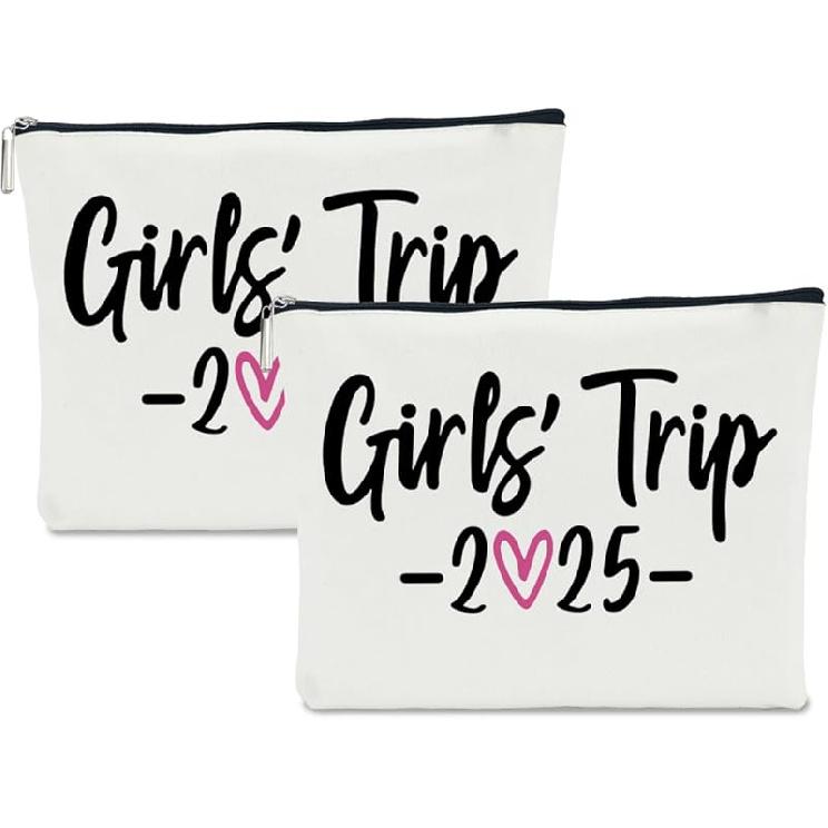 2 PCS Travel Gifts for Women Girls Trip Gifts Girls Weekend Gifts Girls Trip Gifts Favors Makeup Bag Weekend Bags for Women Friend Sister Traveler