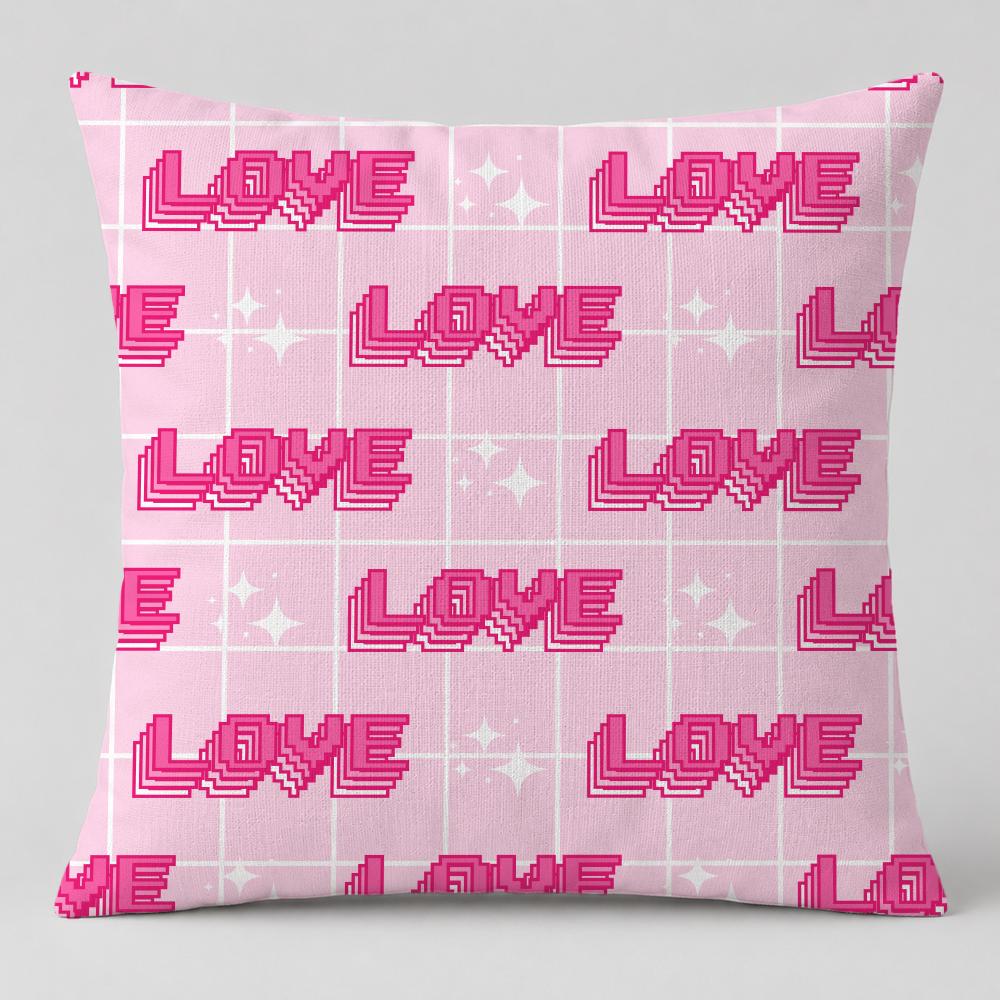 Pattern Valentines Day Cushion Cover Short Plush Cushion Cover Double Sided Print Washable Sofa Pillowcase Home Decor Gift
