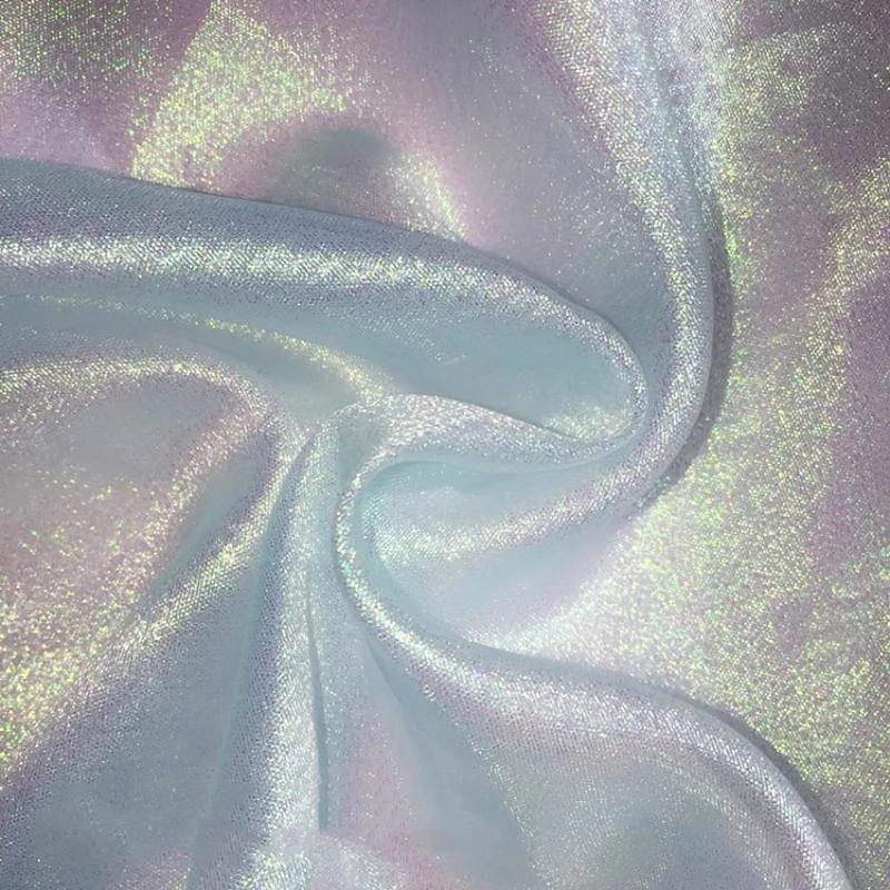 100x150cm țesătură din organza cu sclipici strălucitoare, voal, culoare magică, tifon, cusut fuste, fundal, decorare pentru scenă, pânză fluorescentă