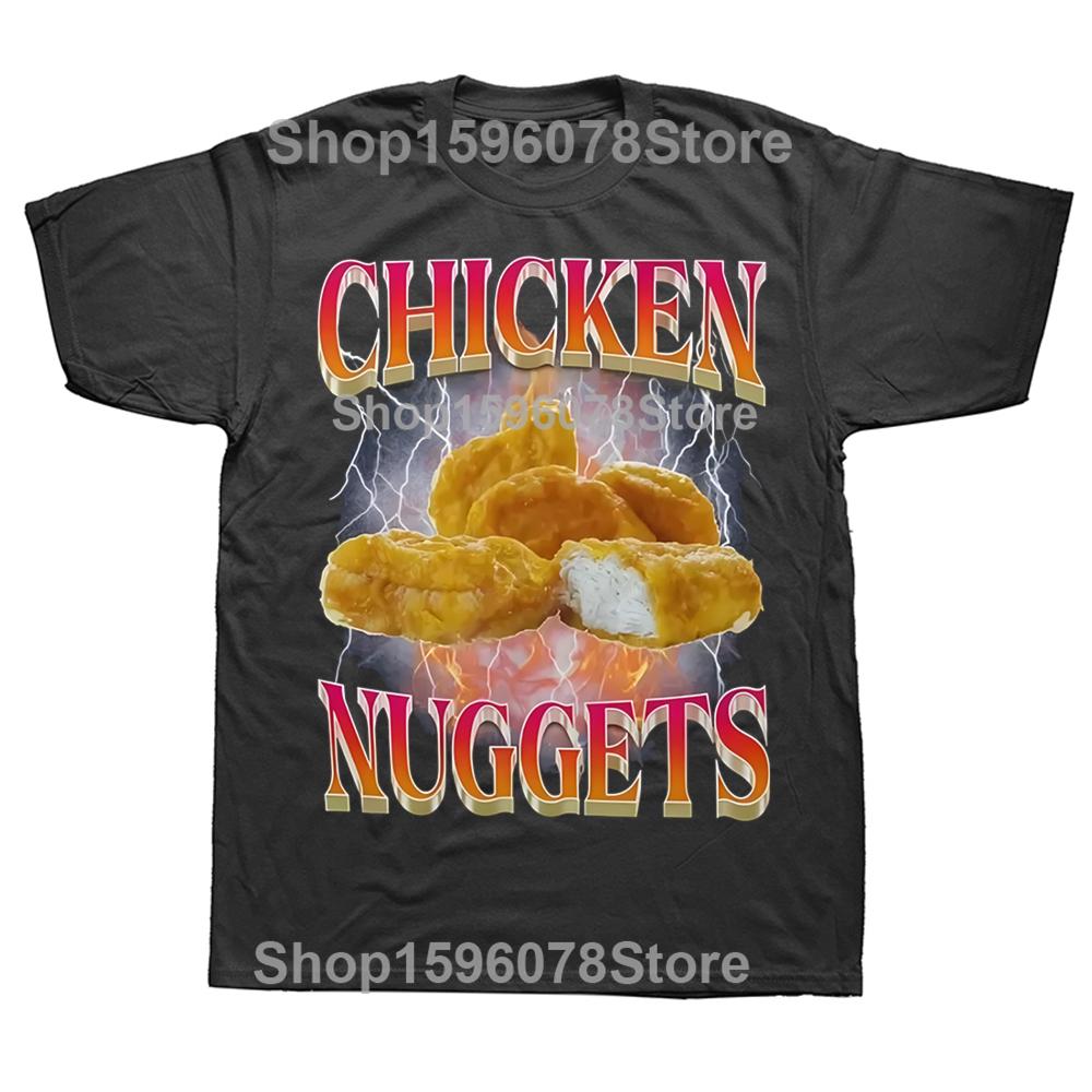 Funny Chicken Nuggets Retro Style Meme Graphic T Shirts for Unisex and Women Hip Hop Gothic T Shirts Comfy Tops Graphic T Shirts