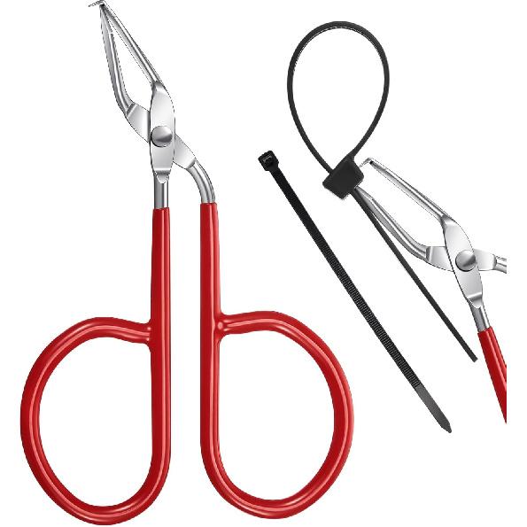 Lasnten Cable Tie Opener Zip Tie Cable Tie Remover Tool Stainless Steel Zip Tie Cutter Tool with Silicone Handle and Storage Box Reusable Use Cable