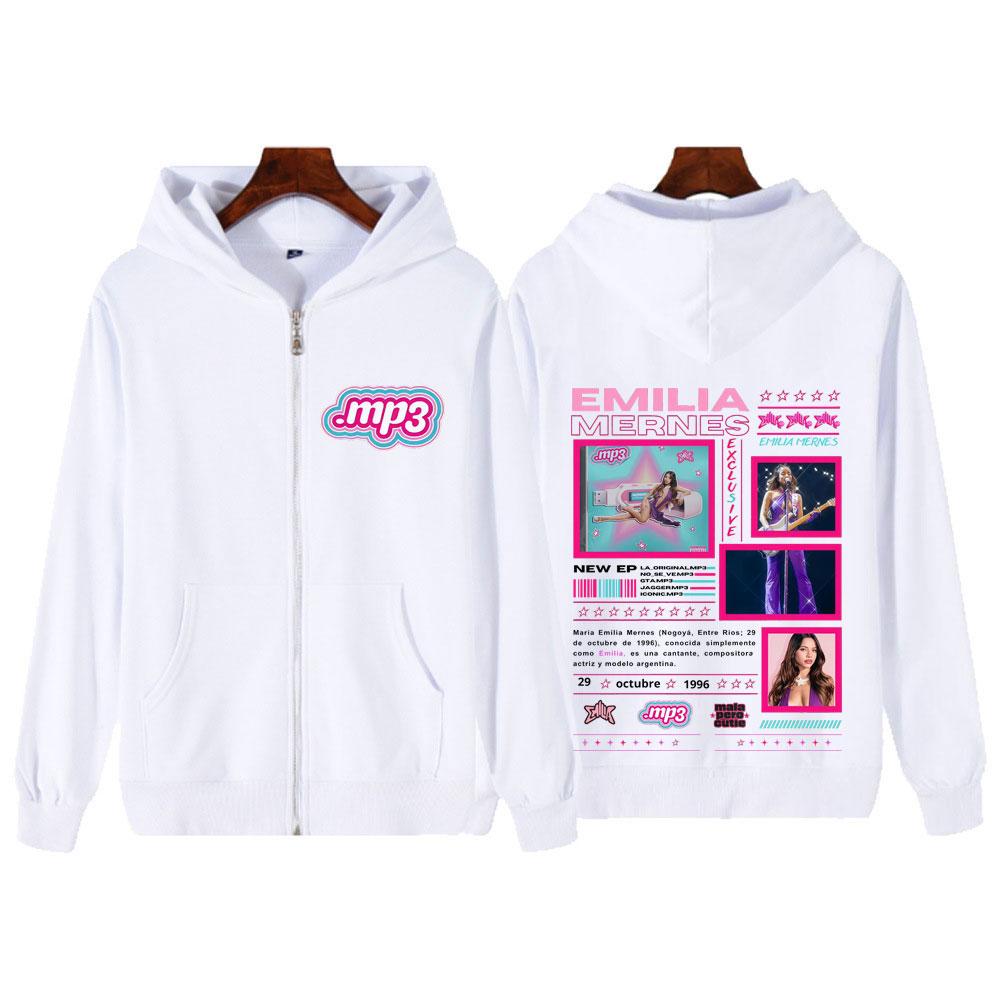 Singer Emilia Mernes MP3 Fashion Graphic Zip Up Hoodie Men Women Fashion Vintage Coats Casual Aesthetic Trendy Zipper Tracksuit