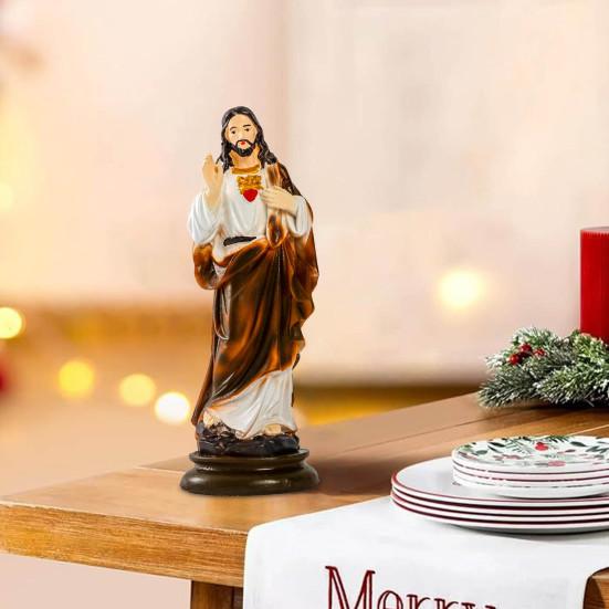 St Joseph Figurine Resin Catholic Religious Figure Sculpture Collectible Saint Joseph Statue for Christmas Festival Decor Desk Mantel Display
