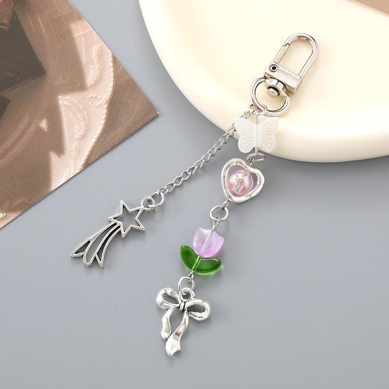 Handmade Colorful Bow Pendant Phone Case Keychain Lanyard Charm